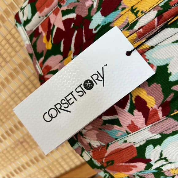 NWT CORSET STORY COTTON PRINT SLEEVED CORSET TOP - Picture 2 of 12